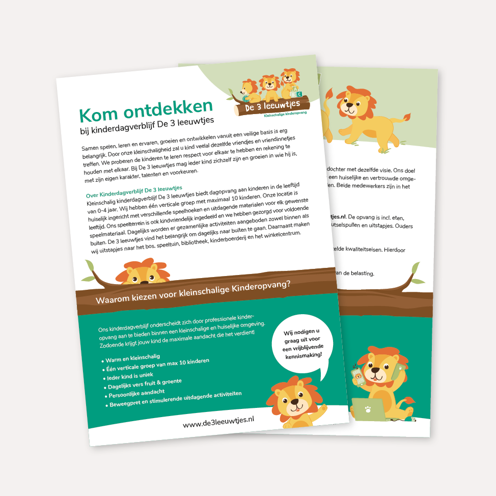 Grafisch ontwerp beeld folder kinderopvang Studio Kikor