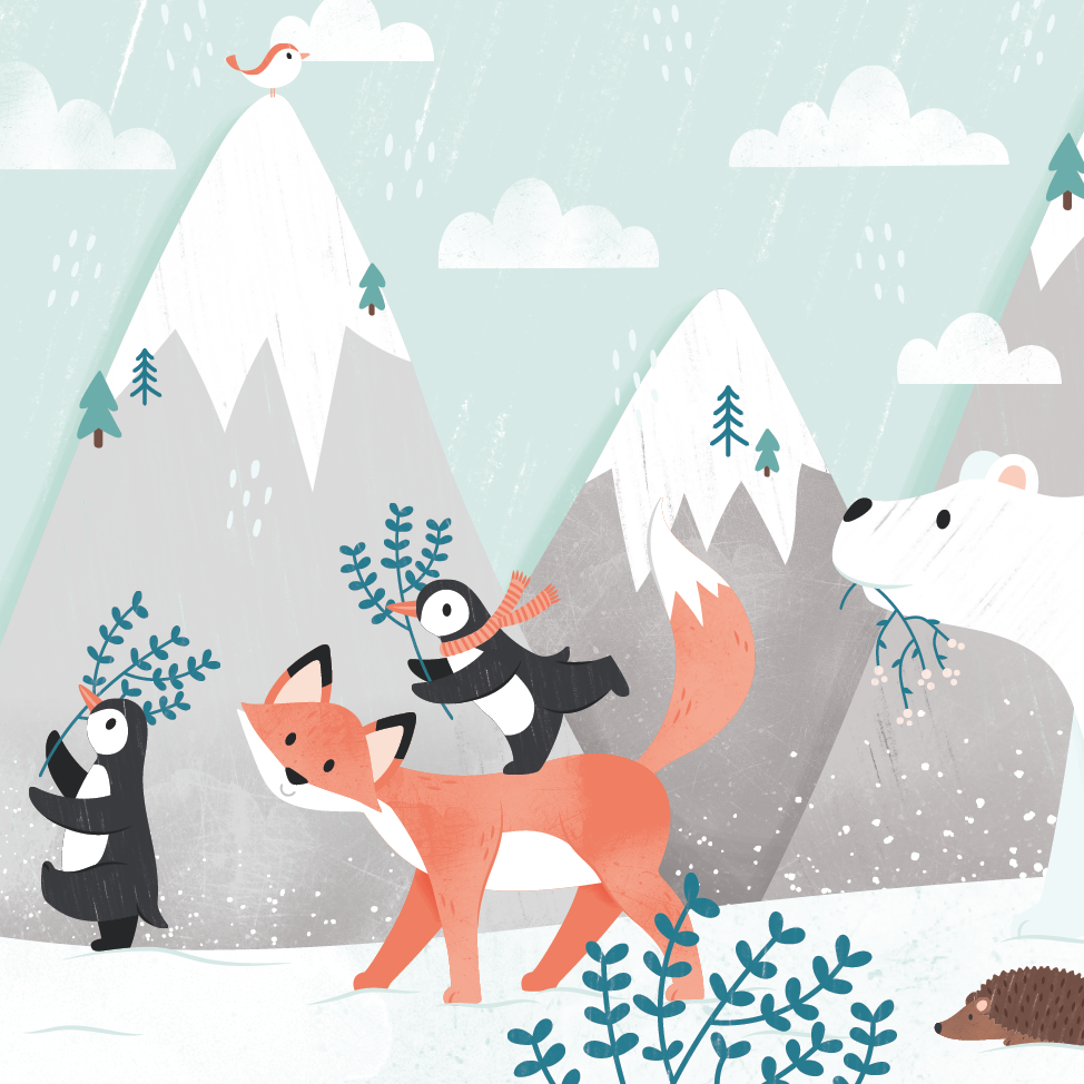 Illustratie beeld winter postkaarten Studio Kikor