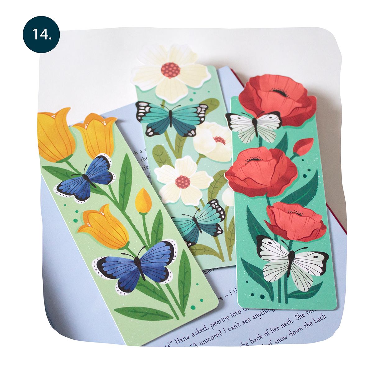 boekenlegger set bloemen